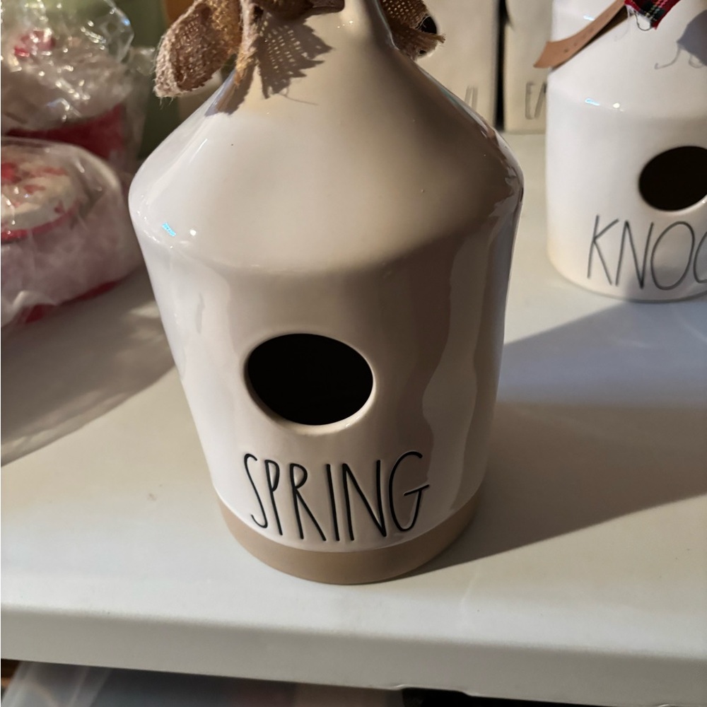 Ceramic Birdhouse with 'Spring' Text